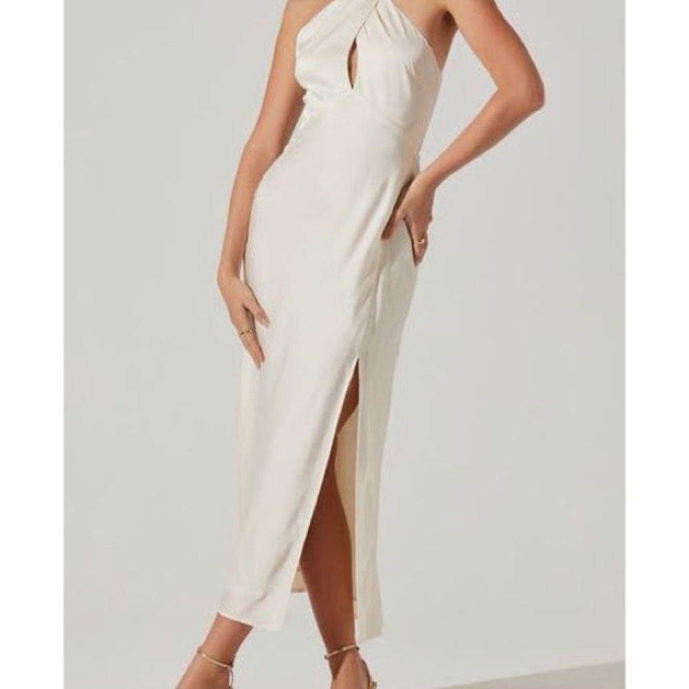 Astr Halter Midi Cream Dress